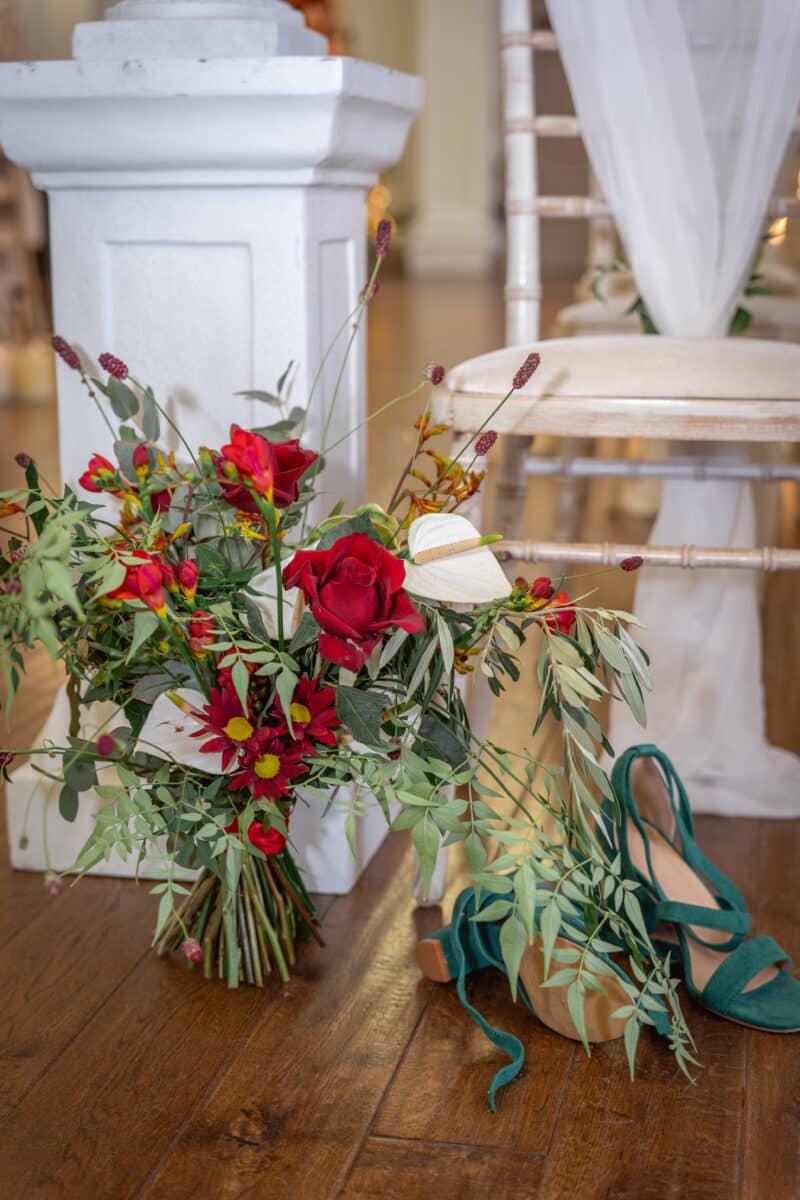 Red florals in your wedding bouquet symbolises passion and romance